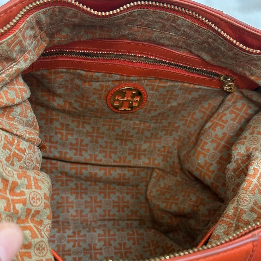 Tory Burch Vibrant Orange Leather Hobo Bag - Picture 16 of 16